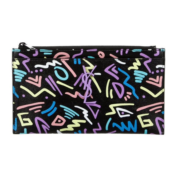 Saint Laurent YSL Graphitti Leather Bill Pouch Wallet - Picture 5 of 7
